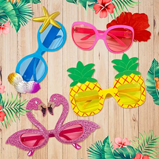 Tropische Zonnebrillen Set - 4 Stuks Grappige Feestelijke Zonnebrillen voor Kinderen en Volwassenen van Merkloos — afbeelding 4