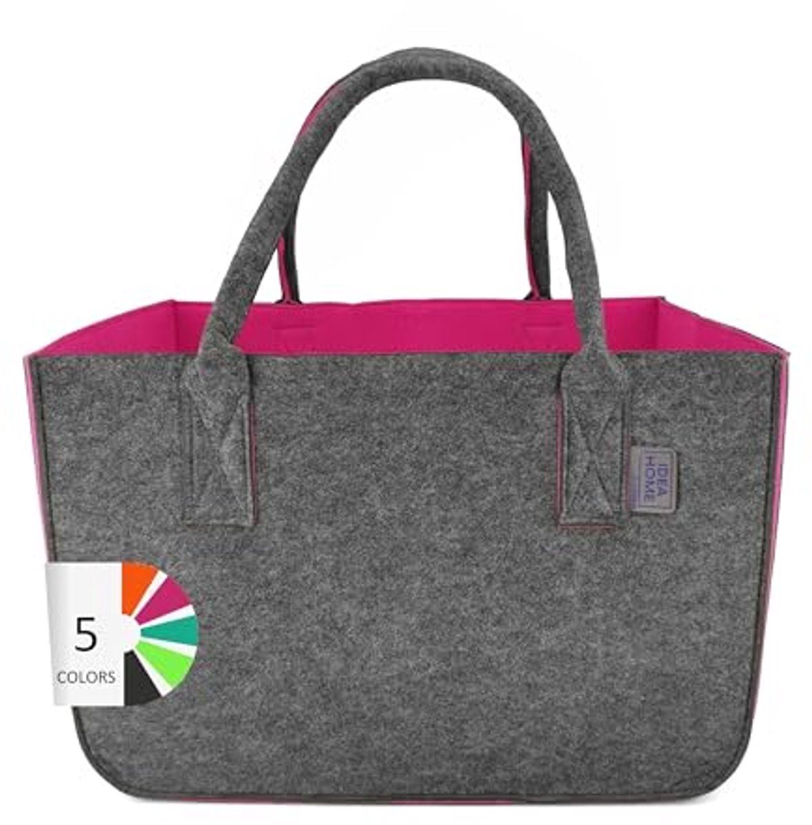 Grote Opvouwbare Boodschappentas XXL - 30 Liter Donkergrijs/Framboos