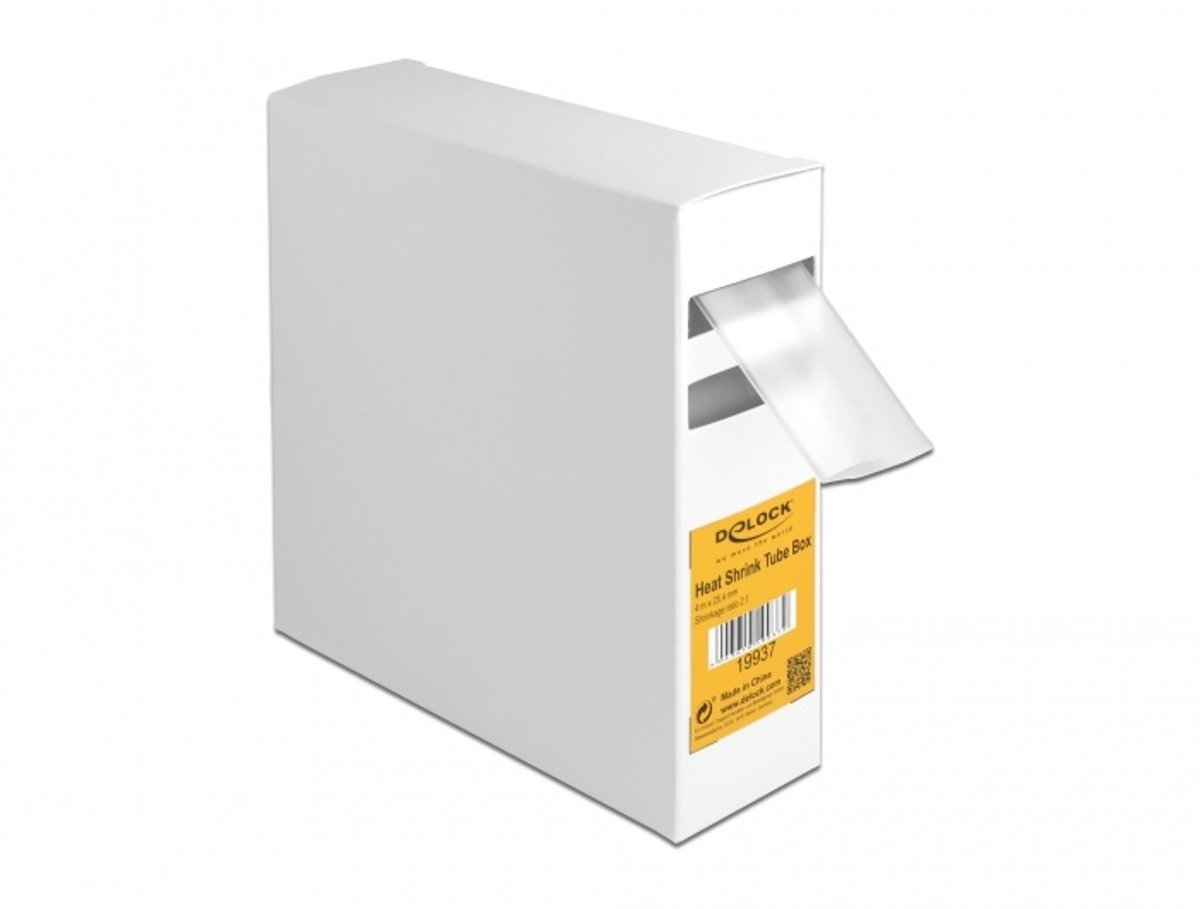 Delock Heat shrink tube box, Shrinkage ratio 2:1, 4 m x 25.4 mm transparent