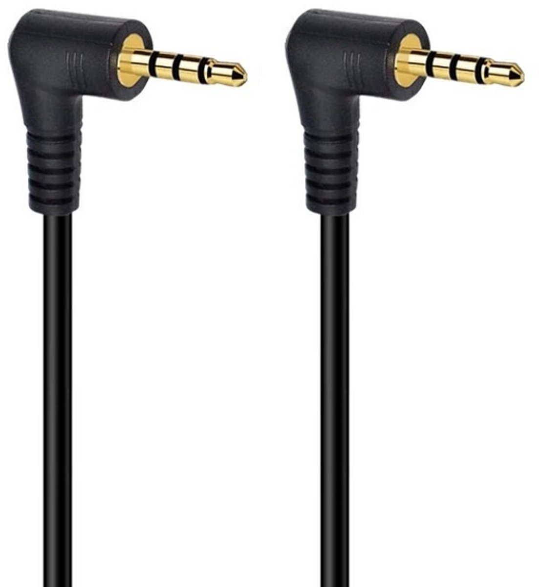 Image of 2,5mm Jack kabel | haaks | 4-polig | verguld | zwart | 1 meter