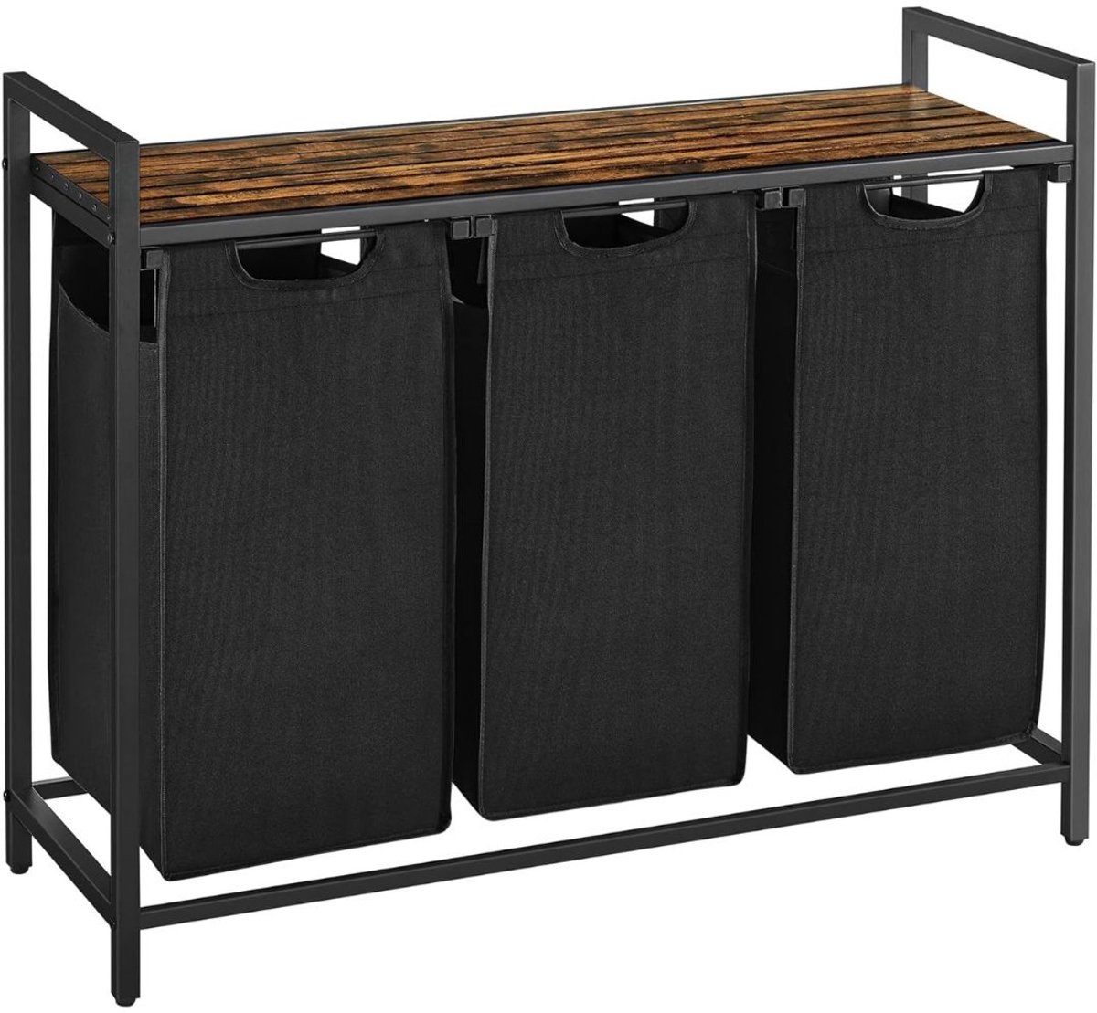 mavoa® wasmand 3 vakken - wassorteerder - wasmand met deksel kunsstof 92.5x33x71