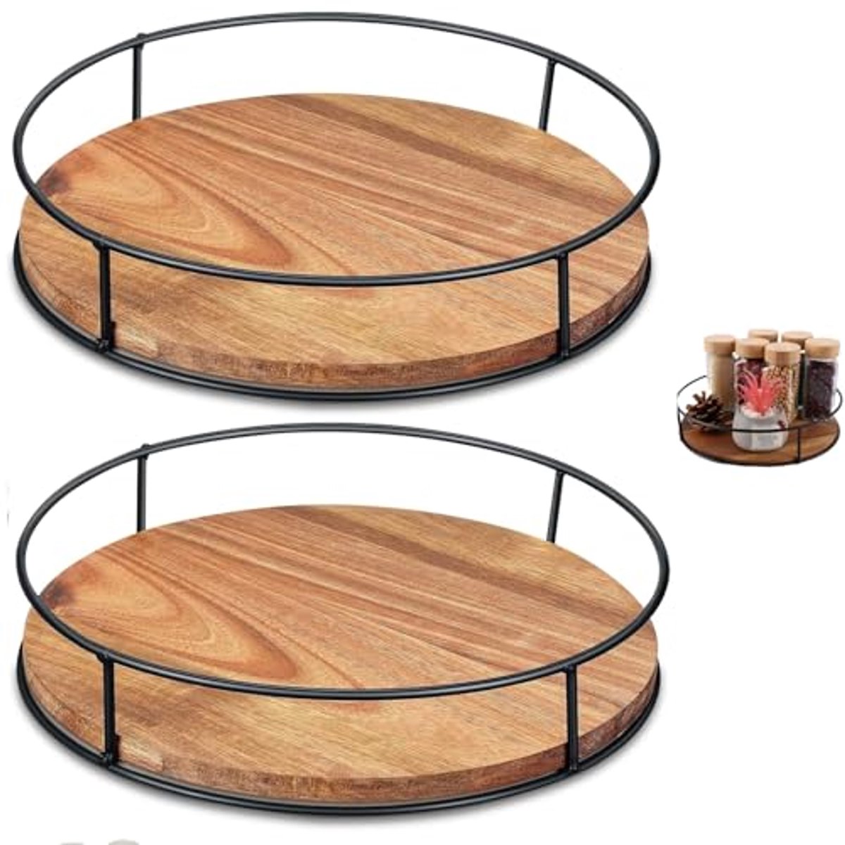 Draaiplateau Organizer 23 cm - Houten Keuken Organizer voor Kast en Werkblad