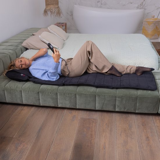 FFitness Massagemat Met Warmte – 10 Vibratiemotoren, Opvouwbaar, Met Afstandsbediening, Timer En 3 Intensiteitsniveaus
