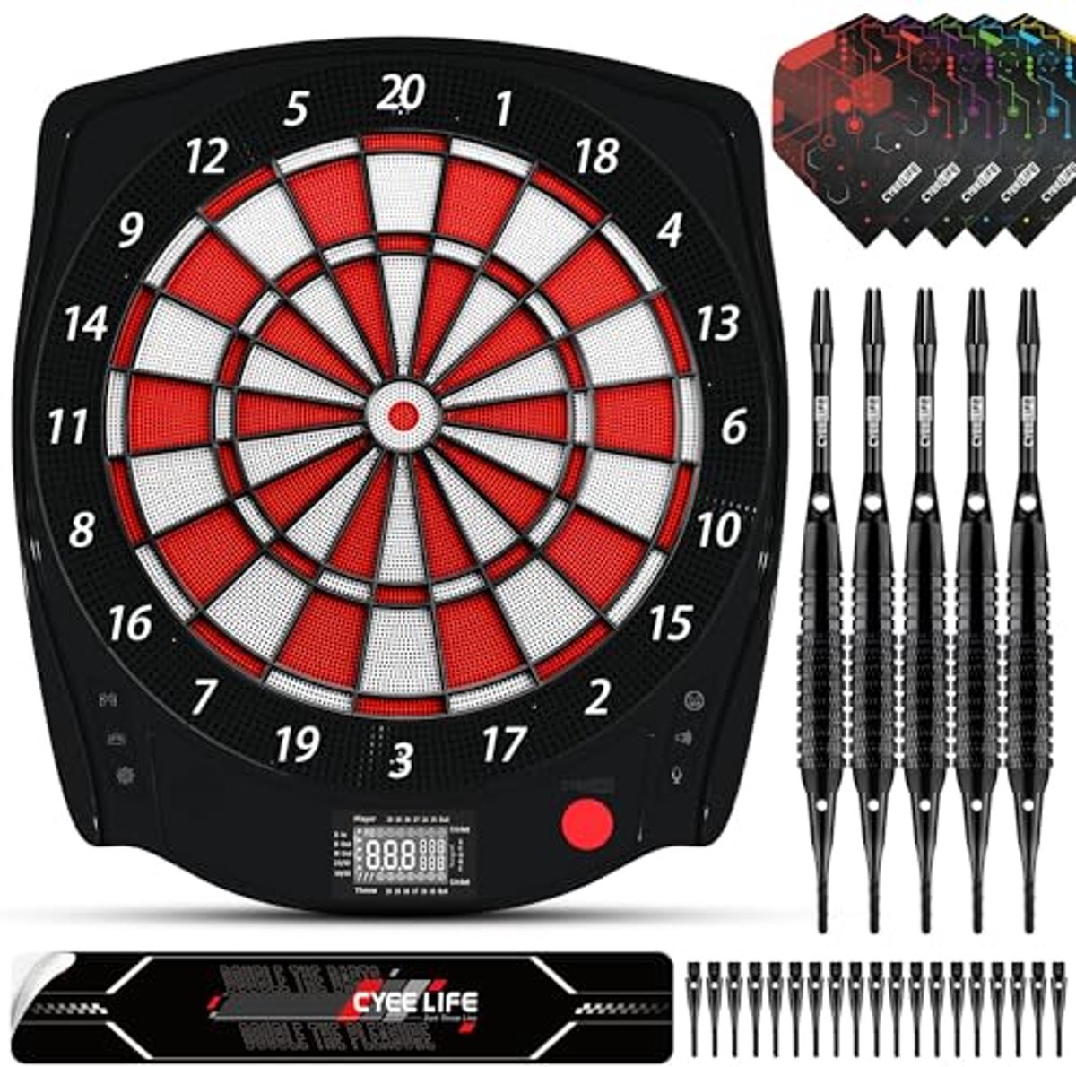 Elektronisch Dartbord met 12 Darts en Accessoireset - 34 Spelletjes en 350 Varianten voor 1 tot 8 Spelers