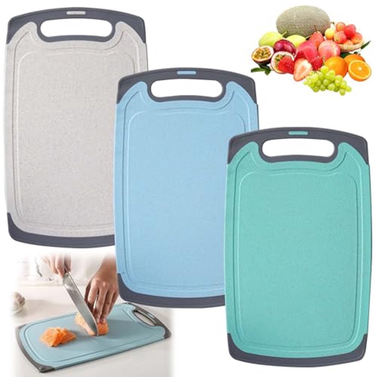Set van 3 Snijplanken - Antibacterieel, Antislip en Duurzaam