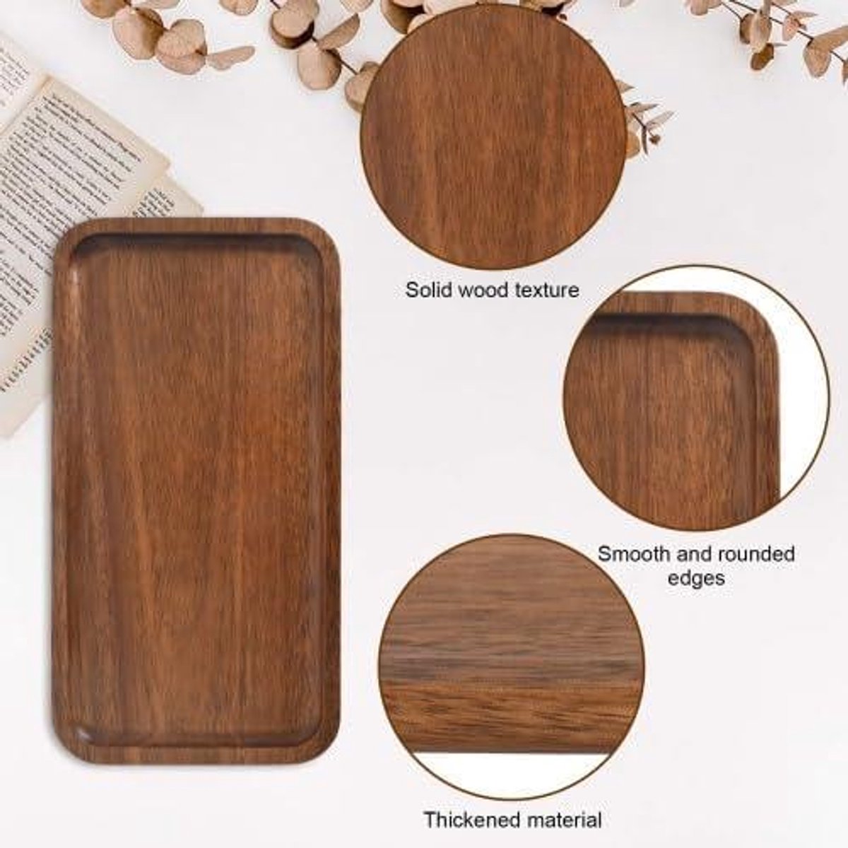 Allecto plus - Decoratief houten dienblad van acaciahout voor thee, koffie, cake