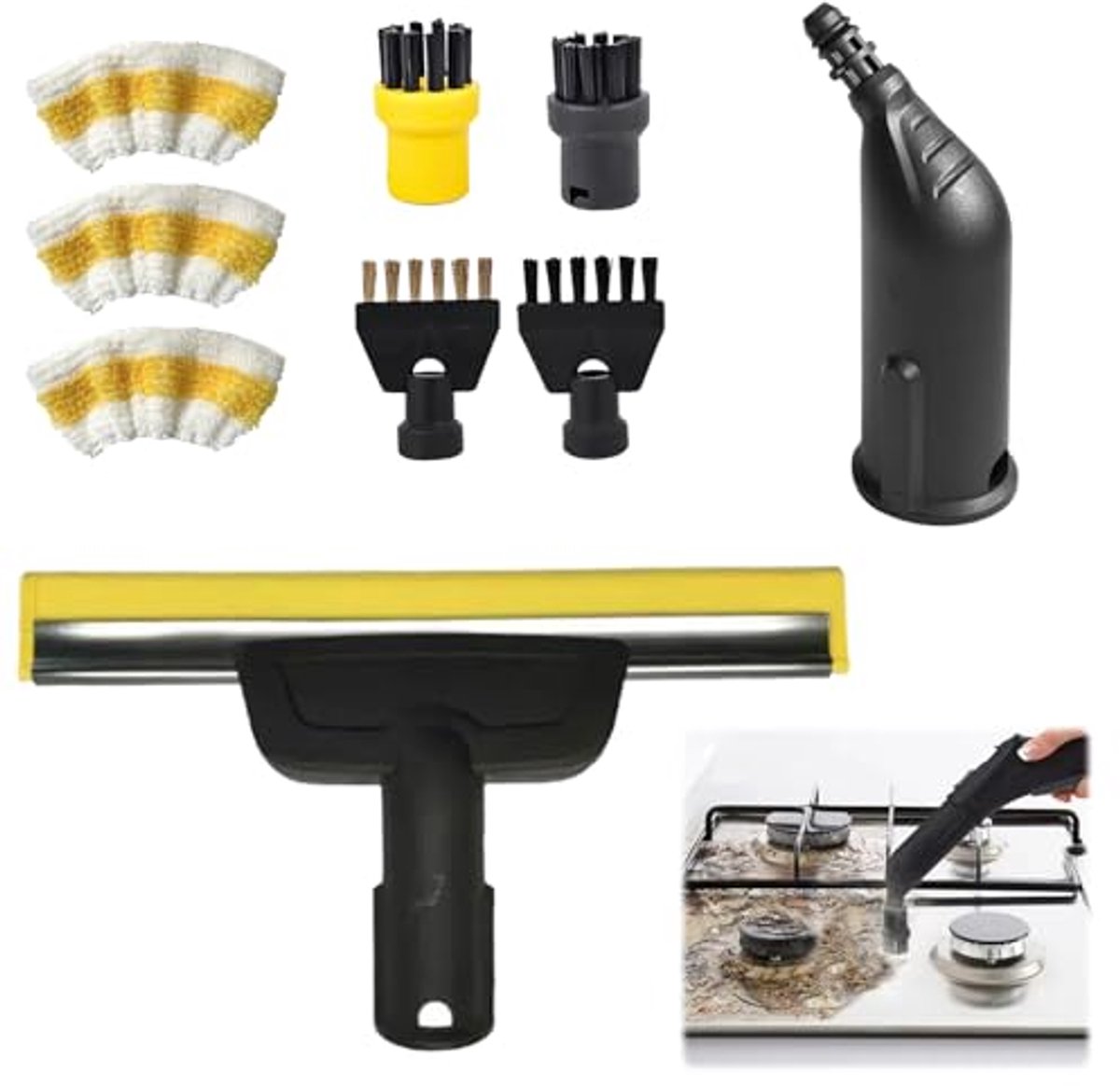 Set van 9 Stoomcleaner Accessoires - Borstels, Mondstukken en Doeken voor Stoomreinigers