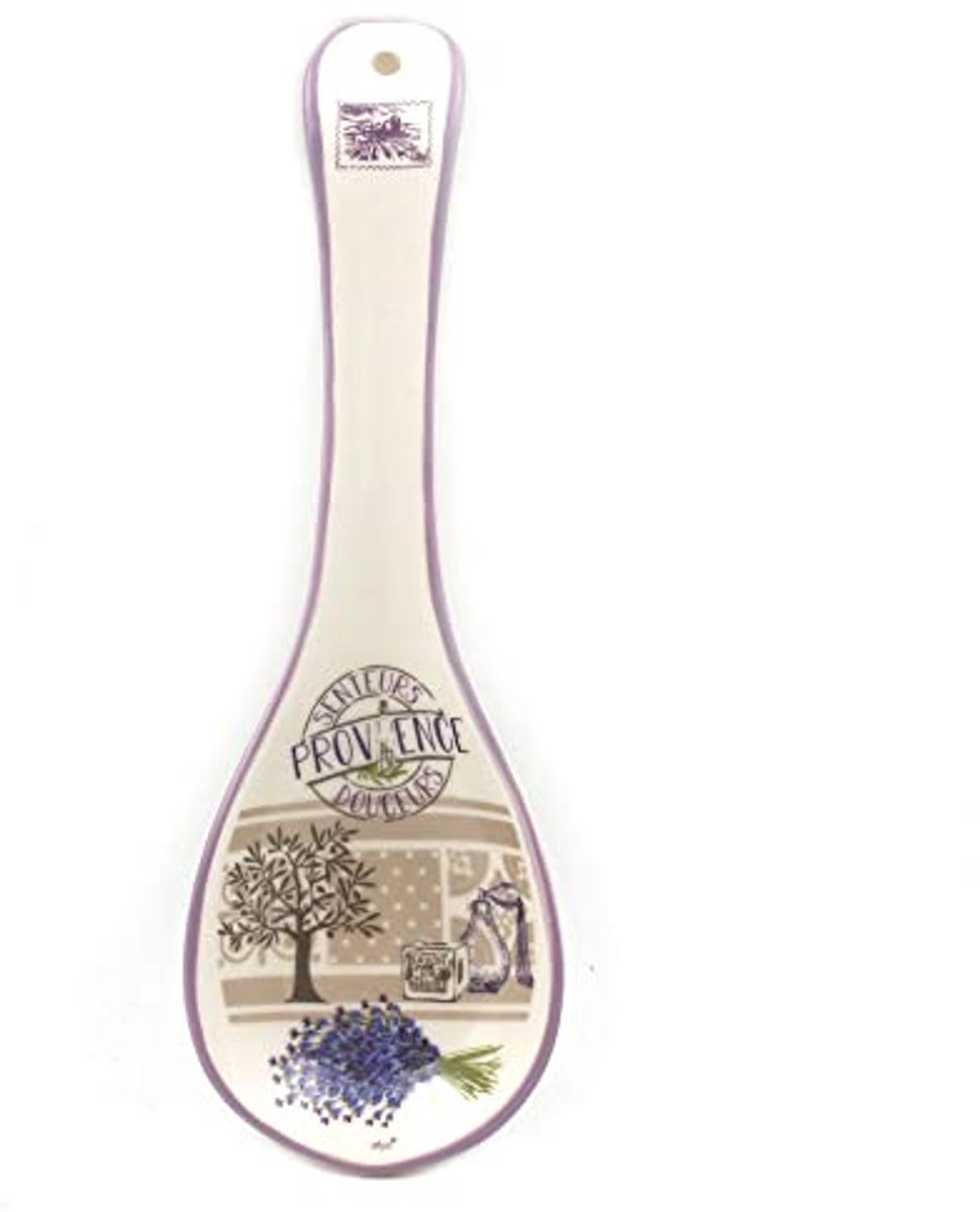 Kleurrijke keramische lepelhouder met kippenmotief - 23 cm
