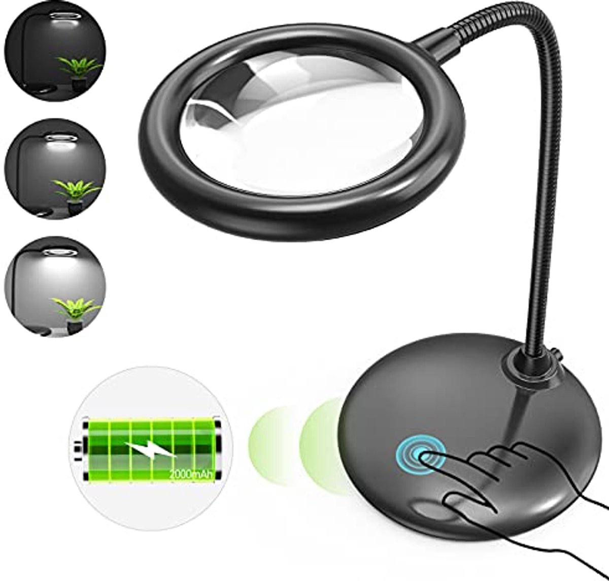 Vergrootglas met LED Licht en Standaard - Oplaadbare Bureaulamp voor Lezen, Naaien en Modelbouw