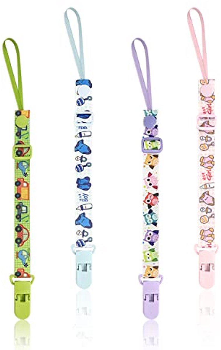 Image of 4-delige fopspeen ketting met clip, fopspeenkoord voor jongens en meisjes, multifunctioneel en veilig