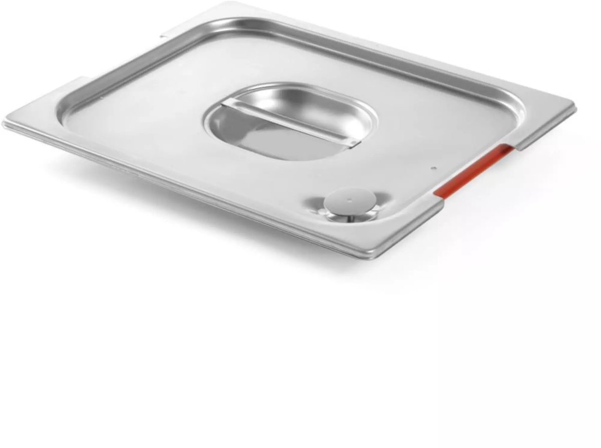 HENDI Gastronorm deksel GN 1/2 - 18/10 roestvast staal - handgreepuitsparing en siliconen afdichting - 26,5 x 32,5 cm - zilver - voor oven, koelkast en bain-marie