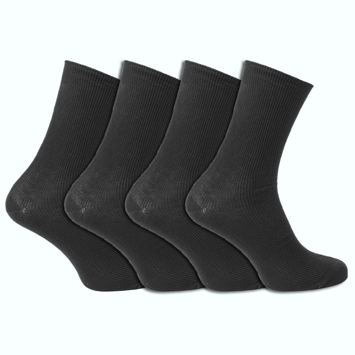 Drukvrije sokken | 100% katoen | Zonder elastiek | Naadloos | Kleur: Zwart | 12 paar | maten 35-50