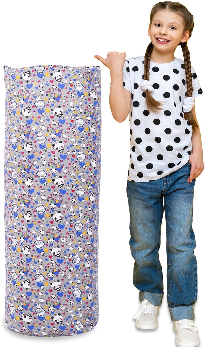 Azomor® Grote opbergzak voor knuffels en speelgoed met zachte katoenen canvas