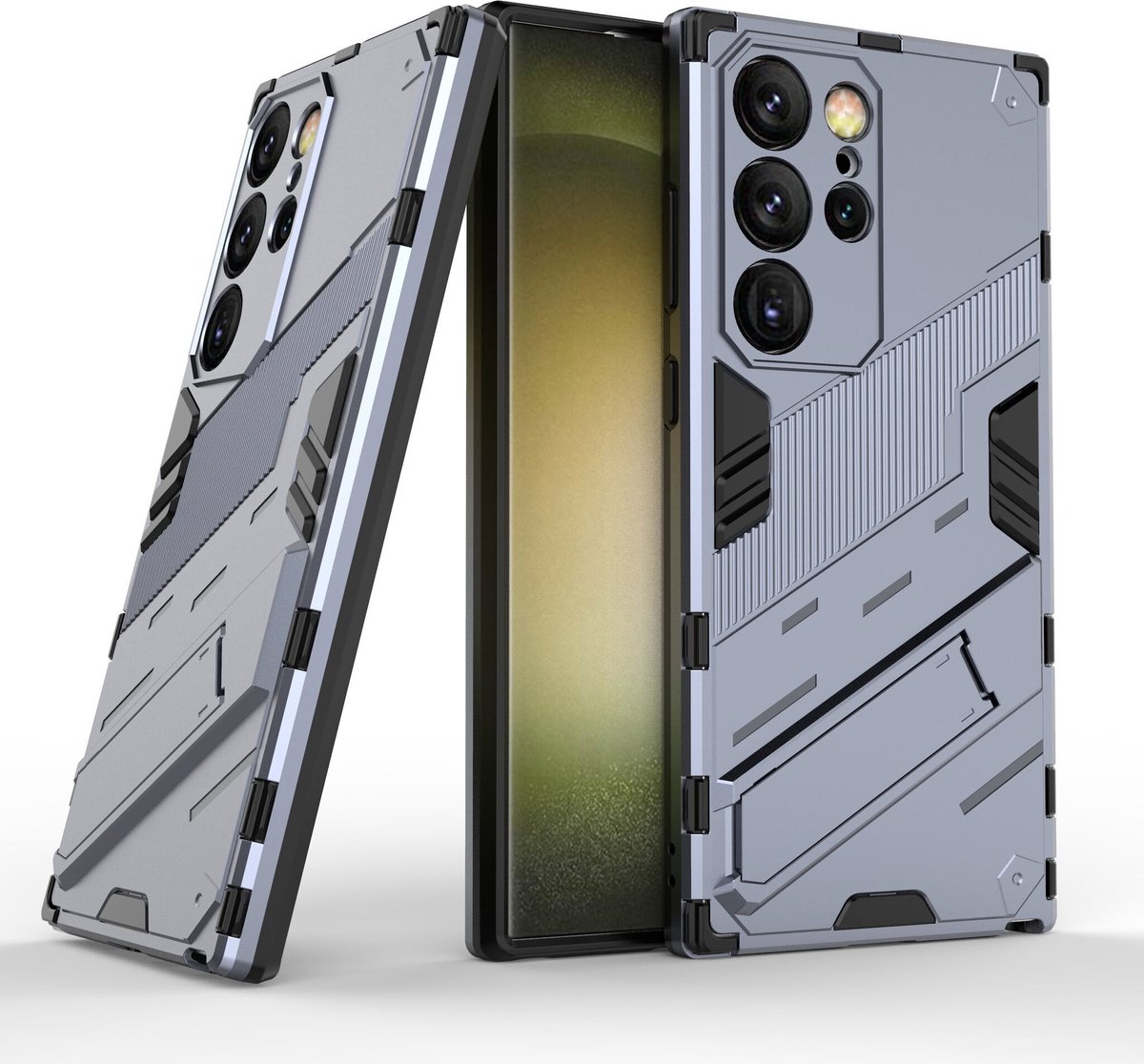 Solidenz StandGuard Xtreme geschikt voor Samsung Galaxy S24 Ultra hoesje - Grijs