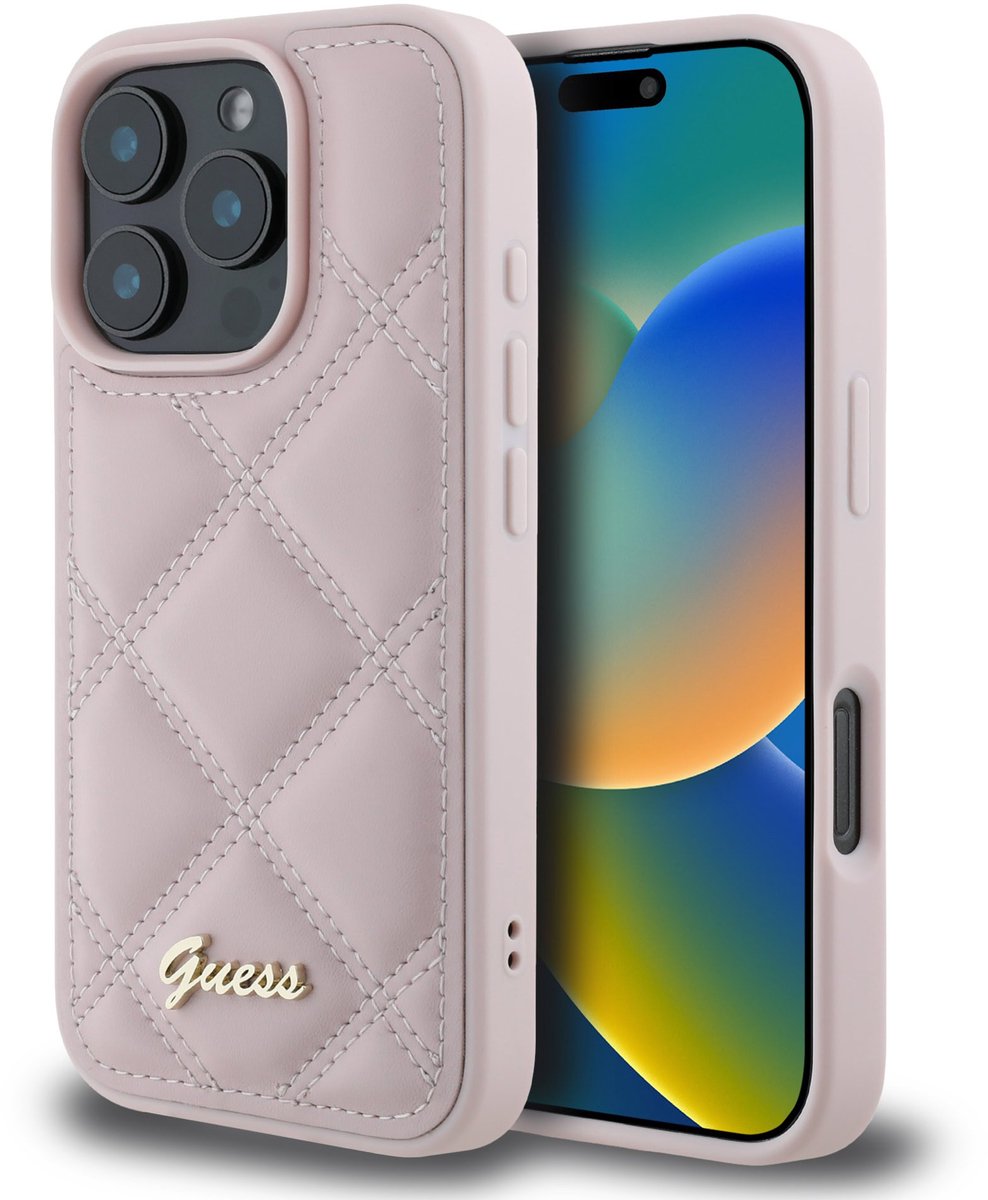 Guess Quilted Kunstleer geschikt voor iPhone 16 Pro Max hoesje - Roze