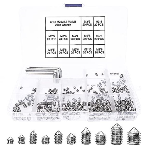 245-delige Grub Screw Set van RVS met Inbus Sleutel – M3, M4, M5, M6 ...