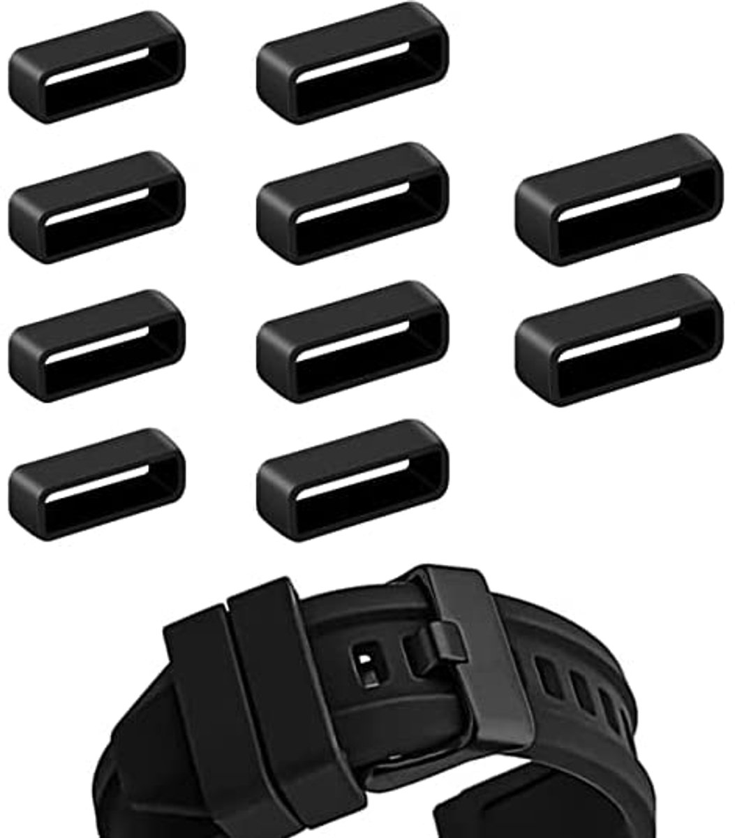 Siliconen horlogebandhouder voor 24 mm banden - Zwart - 10 stuks