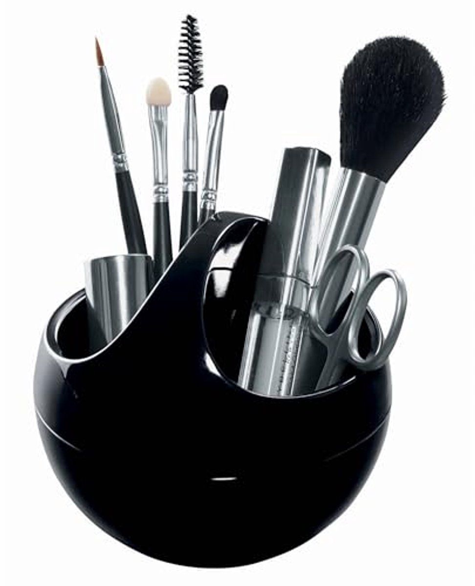Cosmetica-organizer opbergdoos voor make-up en sieraden - 10,5 x 9,5 cm - Zwart