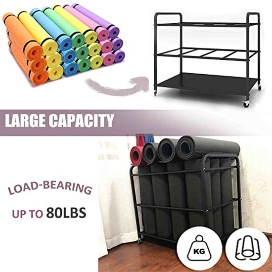 Yogamatten Opbergrek, 2-Laags Staande Homegym Organizer Kar
