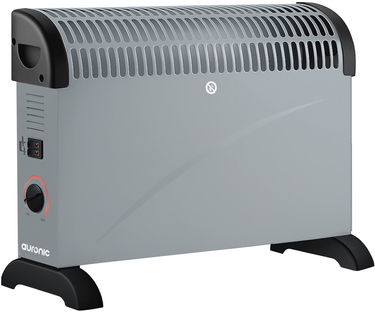 Auronic Elektrische Convectorkachel - 3 Warmtestanden - 750/1250/2000 Watt - Compact en Geruisloos - Regelbare Thermostaat - Oververhittingsbescherming - Grijs