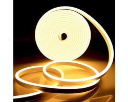 LED-lichtstrip, 5 meter, neonlichtstrip,3000 K, siliconen, flexibele LED-lichtstrip, waterdicht, geschikt voor thuis, binnen en buiten, warm wit