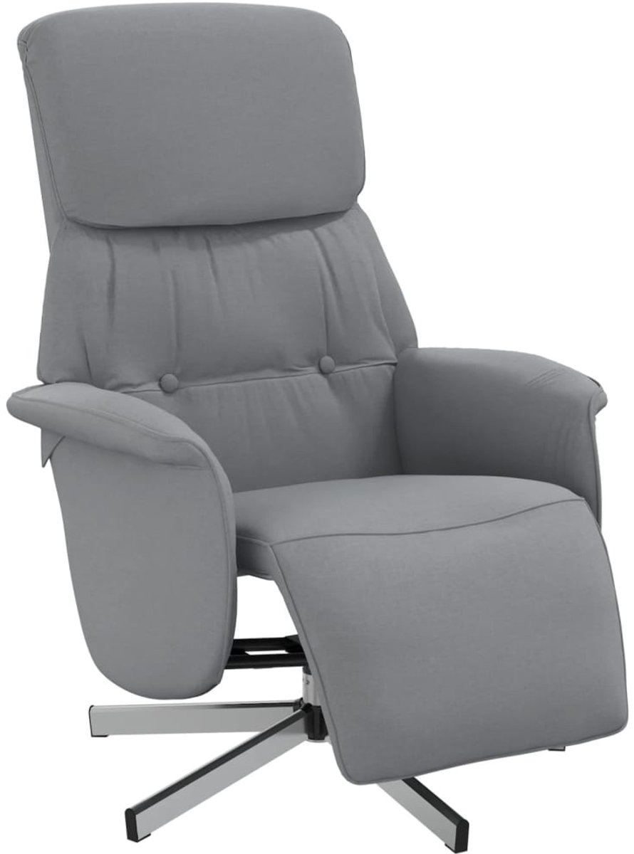 vidaXL Fauteuil - verstelbaar - met - voetensteun - stof - lichtgrijs