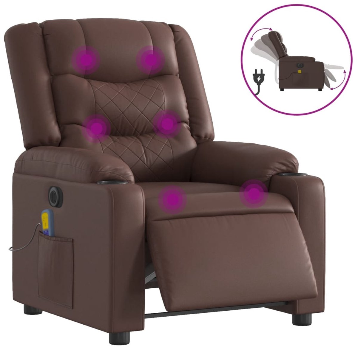 vidaXL Massagestoel - verstelbaar - elektrisch - kunstleer - bruin