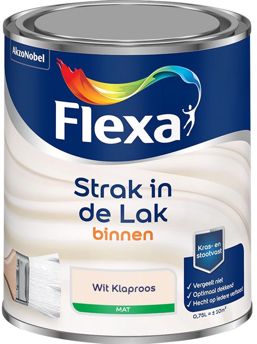Flexa - Strak in de Lak Binnenlak Mat - Wit Klaproos - Mengverf - 0.75 L