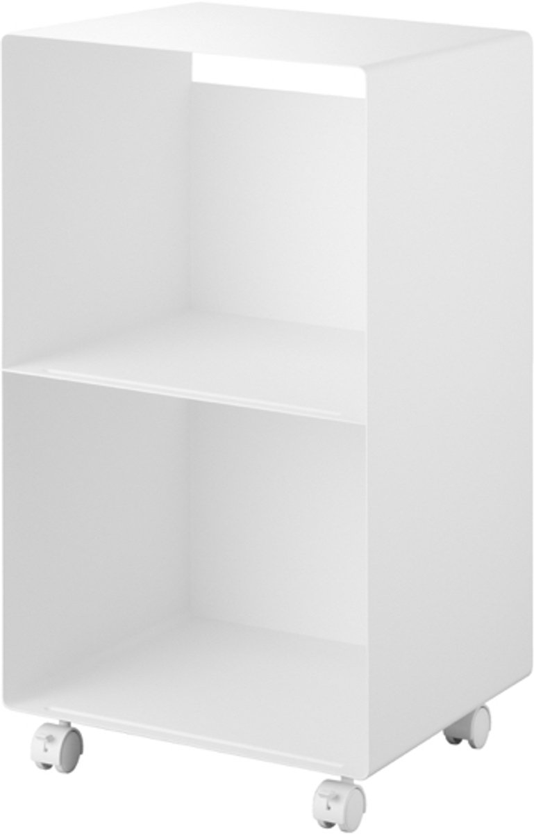 Yamazaki Tower Platenkast 2-laags op wielen - Wit