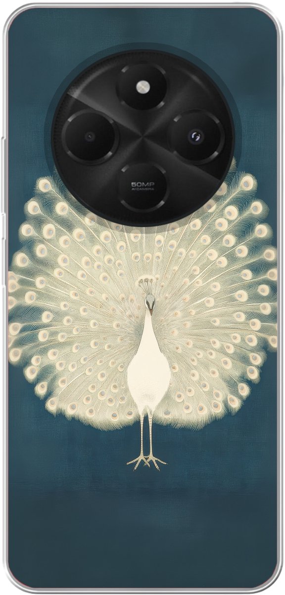 Telefoonhoesje Geschikt voor Xiaomi Geschikt voor Poco M7 hoesje - Vogel - Blauw - Vintage - Siliconen Telefoonhoesje Telefoonhoesje