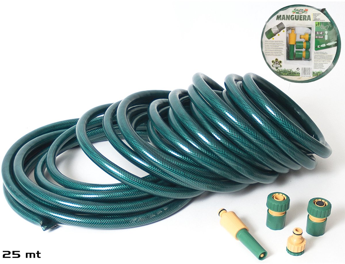 Tuinslang set - met koppelingen en verstelbare spuit - 25 meter - tuinbewatering – foto 2
