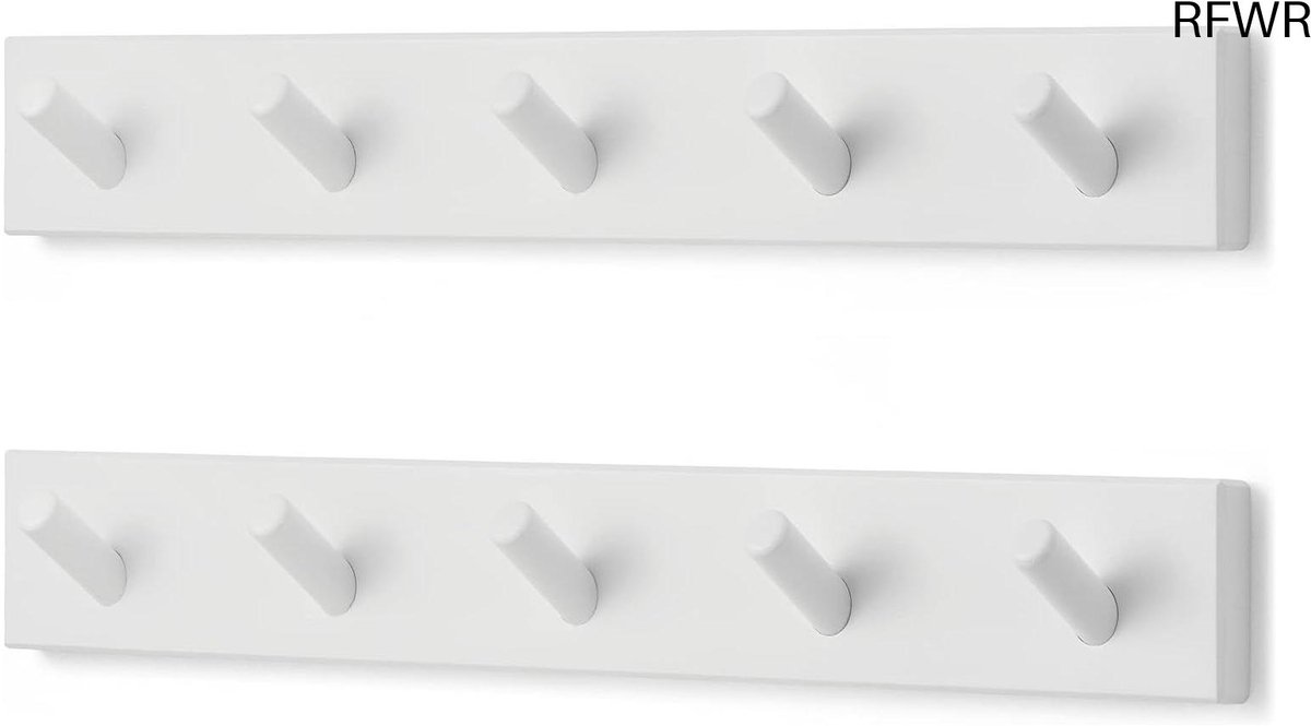 RFWR Wandkapstok met 5 Haken - Ruimtebesparende Oplossing voor Kleding en Accessoires Wit