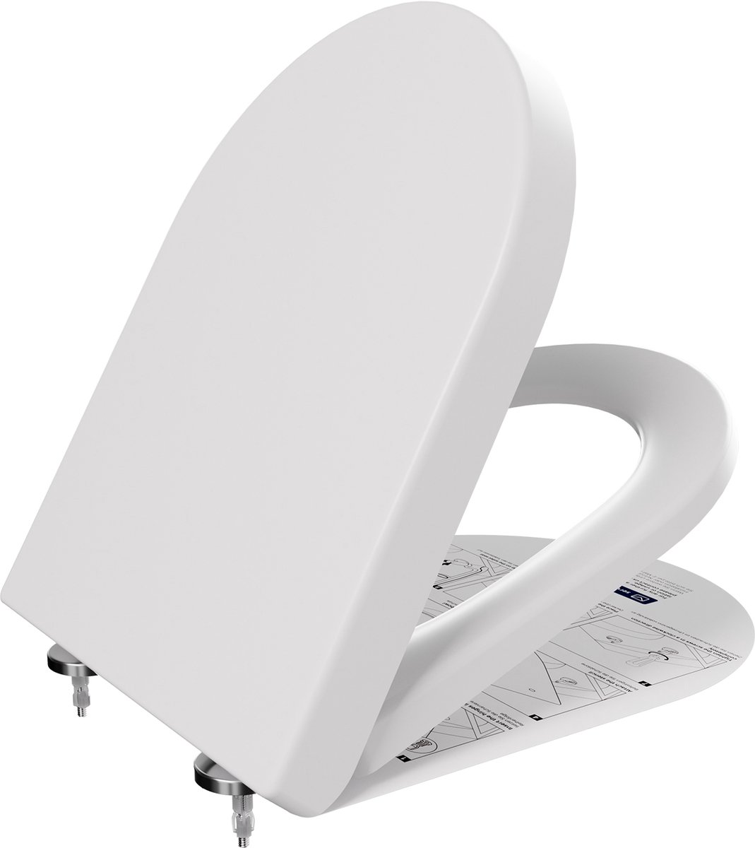 CECIPA max WC bril D-vorm - Toiletbril Softclose - Antibacterieel wit Duroplast - Easy Clean
