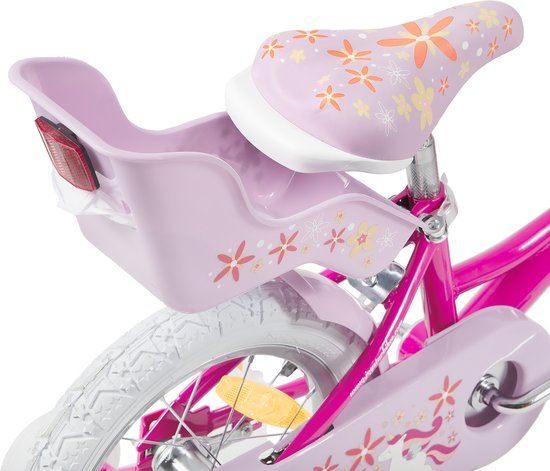 Joystar Unicorn Kinderfiets voor Meisjes - 18 Inch - Mand - Zijwieltjes - Bel - Handrem - Fuchsia - Geschikt voor buitenactiviteiten in de lente van JOYSTAR — afbeelding 3