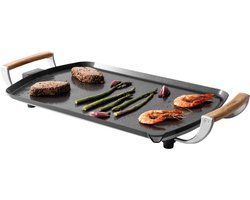 Boska Elektrische Grillplaat Pro – Teppanyaki bakplaat - Plancha - 35x56 cm - Non-stick - Eiken Handgrepen