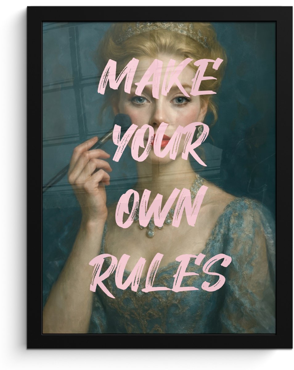 FrameYourWall Poster in lijst - Fotolijst 30x40 cm - Posters - Klassiek - Sierlijk - Roze - Posterlijst zwart - Decoratie - Wanddecoratie woonkamer - Muurdecoratie slaapkamer Make your own rules