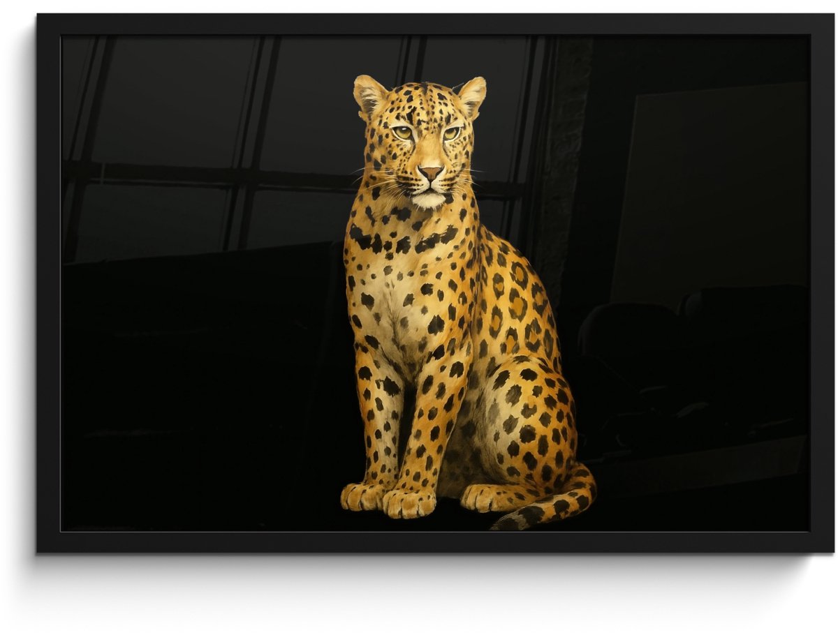 FrameYourWall Poster in lijst - Fotolijst 60x40 cm - Posters - Panter - Realistisch - Bruin - Posterlijst zwart - Decoratie - Wanddecoratie woonkamer - Muurdecoratie slaapkamer