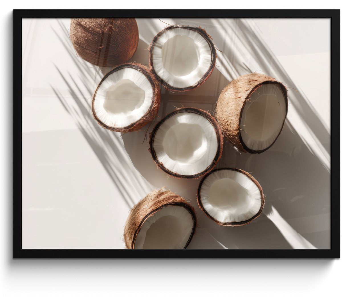 FrameYourWall Poster in lijst - Fotolijst 80x60 cm - Posters - Kokosnoten - Bruin - Shaduw - Posterlijst zwart - Decoratie - Wanddecoratie woonkamer - Muurdecoratie slaapkamer