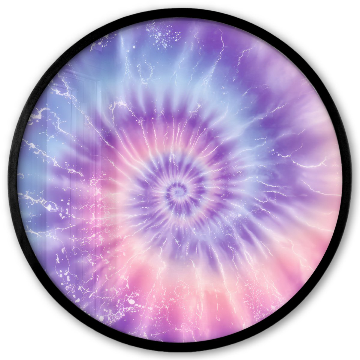FrameYourWall Poster in lijst Rond - Fotolijst 40x40 cm - Posters - Pasteltinten - Paars - Spiraal - Marmer - Ronde posterlijst zwart - Decoratie - Wanddecoratie woonkamer - Muurdecoratie slaapkamer