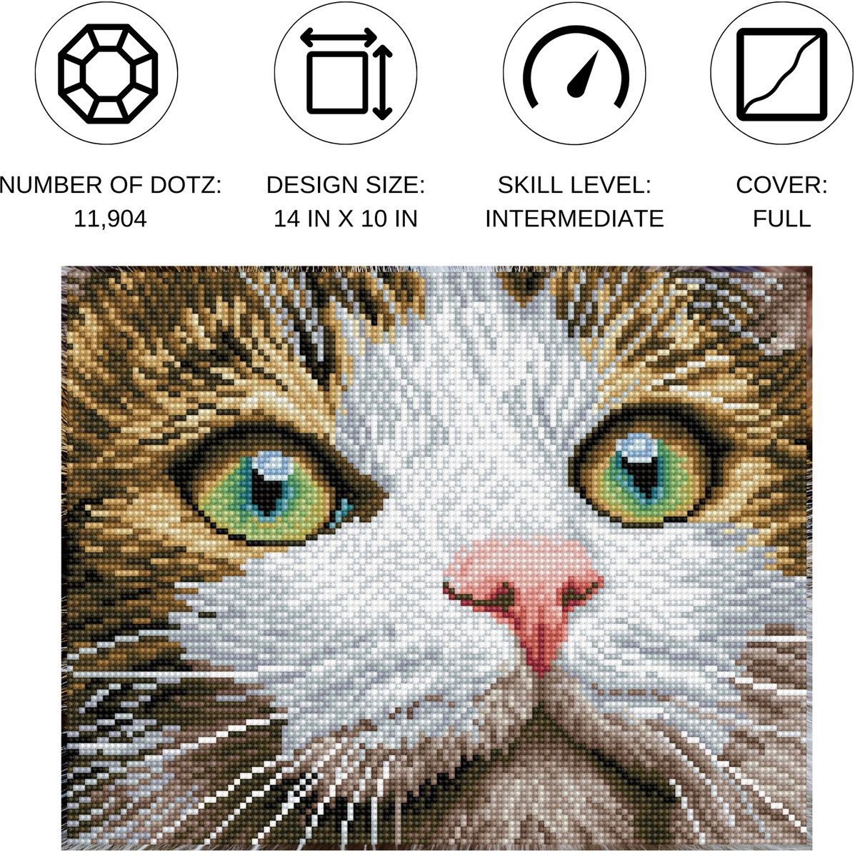 DIAMOND DOTZ Green Eyed Beauty - Diamond Painting - 11.904 Dotz - 43x35 cm — afbeelding 3