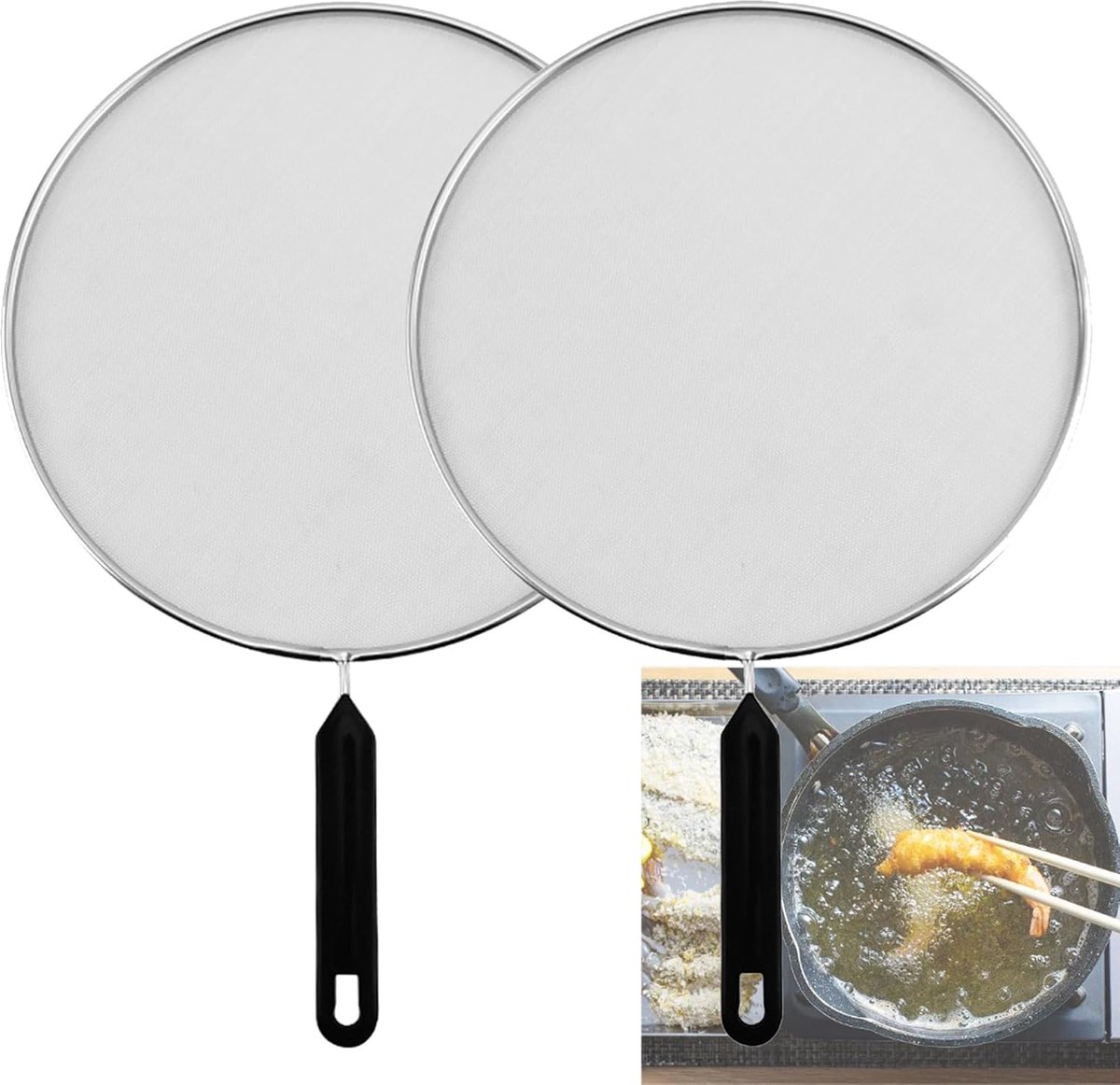Vetspatscherm - Roestvrij staal - Set van 2 - 28,8 cm