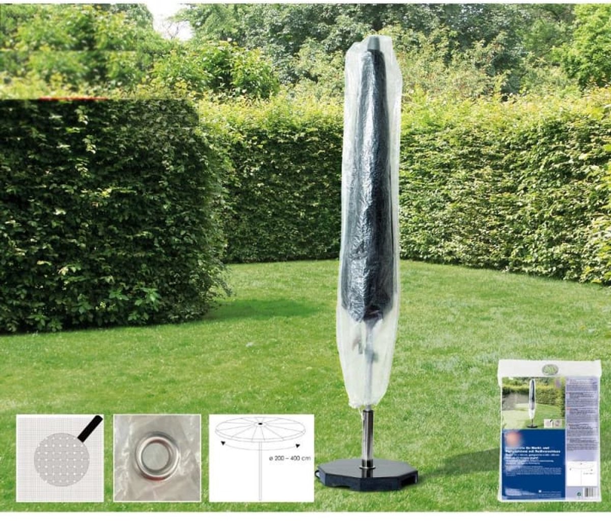 Boni-Shop® Transparante Parasolhoes, Ø200-400cm, Tuinparasol Beschermhoes