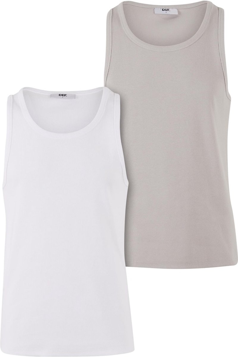 DEF - Basic 2 Pack Tanktop - S - Wit/Grijs