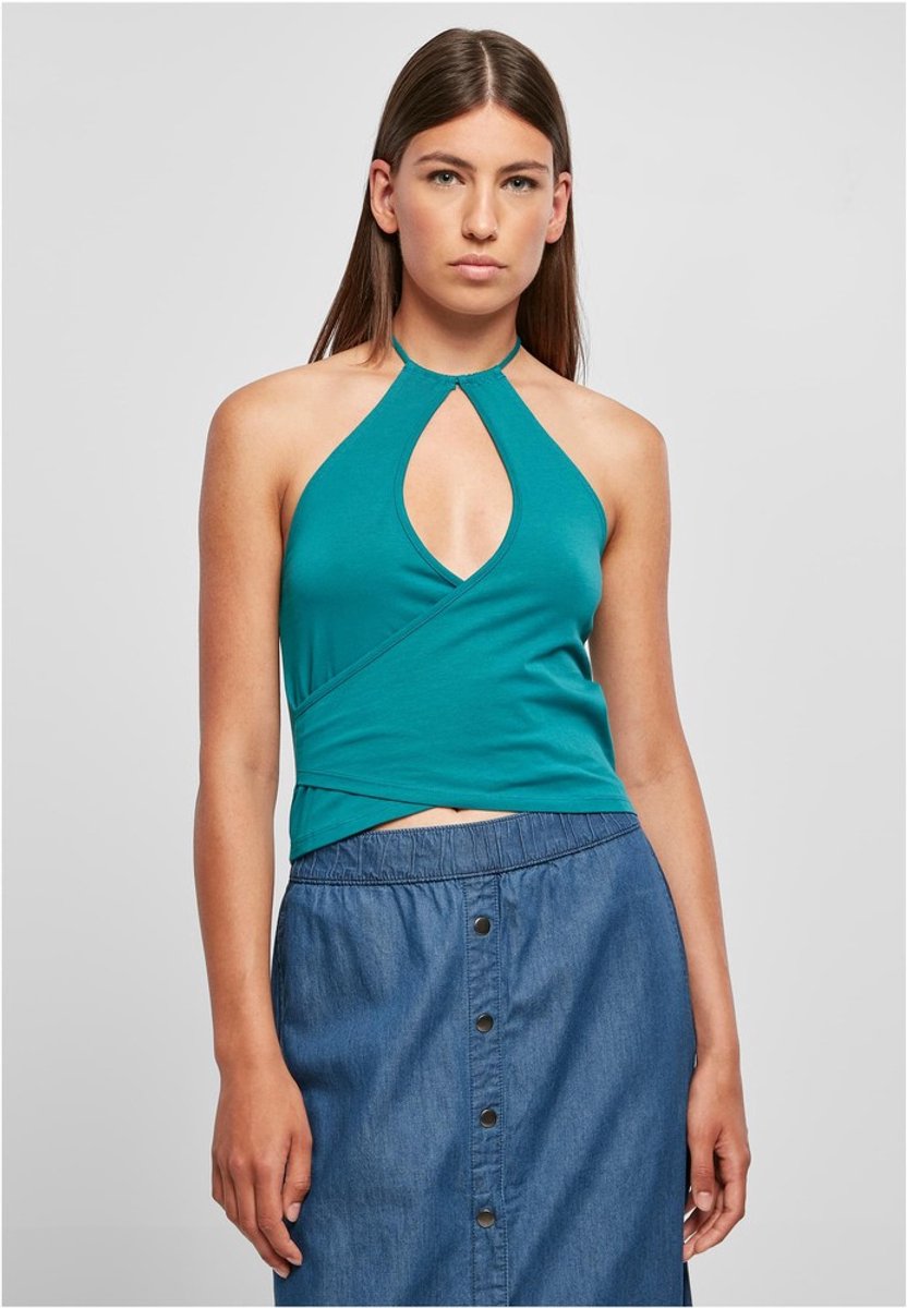 Urban Classics Short Wrapped Neckholder Mouwloze top 3XL Blauw
