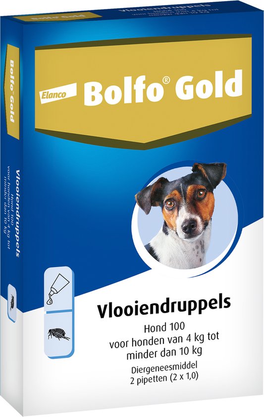 Bolfo Gold 100 Anti Vlooienmiddel Hond - 4 Tot 10 kg - 2 Pipetten
