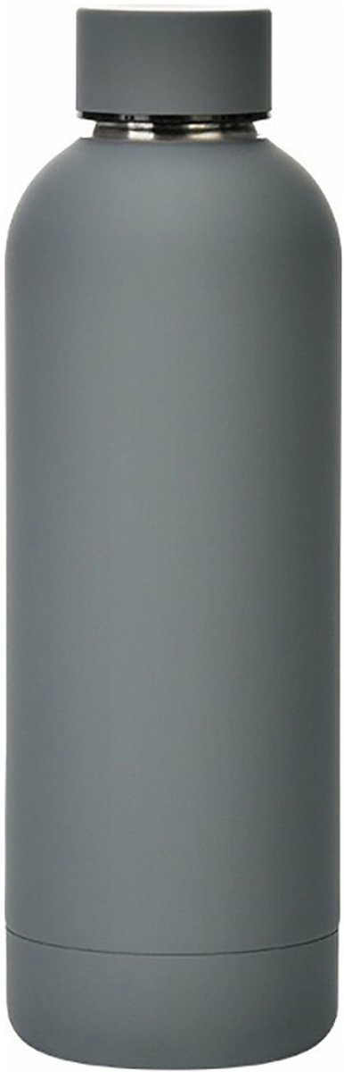 Thermosfles - 500 ml - Dubbelwandig - Grijs - RVS - Warm - Koud - Koffie - Water - Thee - Duurzaam