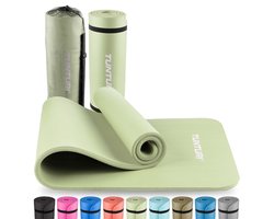 Tunturi NBR Yogamat met Draagtas - Fitnessmat Extra dik & zacht - Sportmat - Anti slip - 180x60x1.5cm - Incl Trainingsapp - Mint
