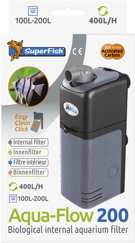 SuperFish AquaFlow Double Action 200 - Filtre Aquarium - 400 L/H