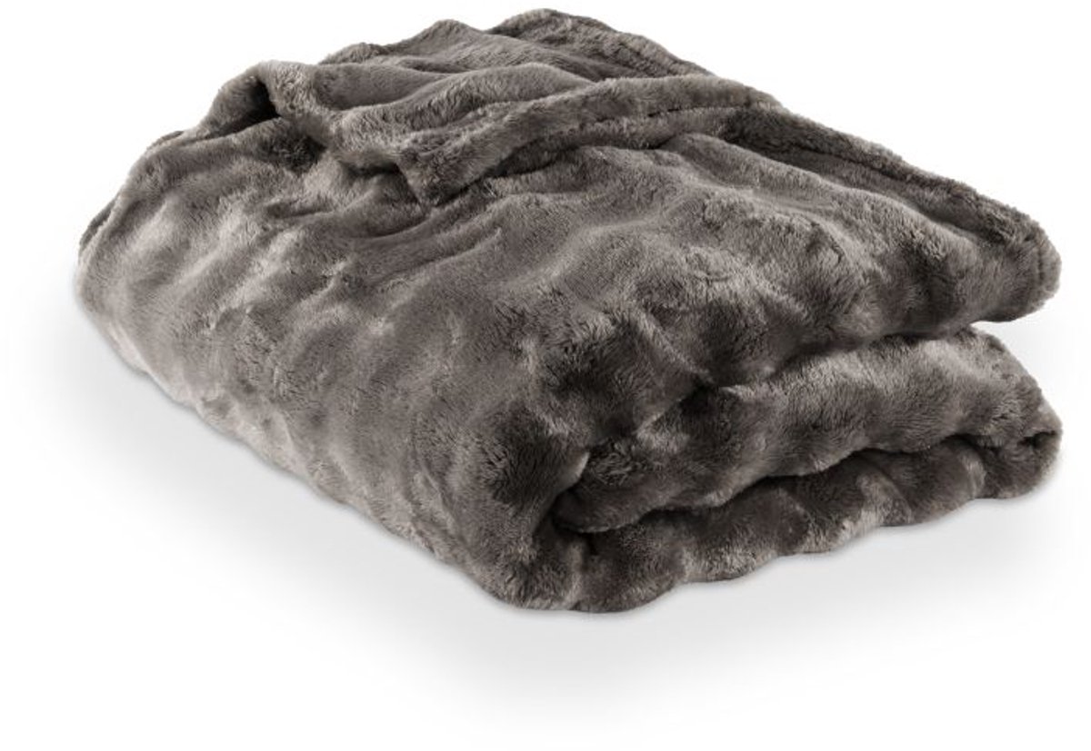 Tiseco Plaid WAVE - Zacht fleece deken met bubbelstructuur - 150x200 cm, grijs GREY