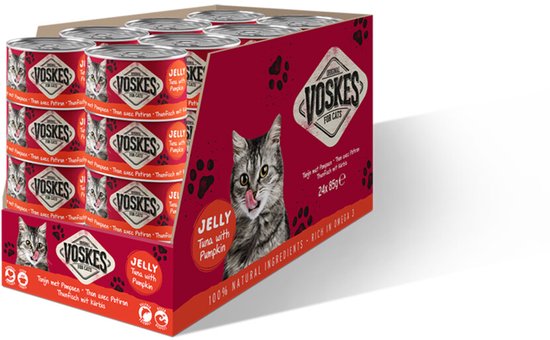 Voskes Kattenvoer Nat Tonijn met Pompoen - 24 x 85 gr - Voordeelverpakking